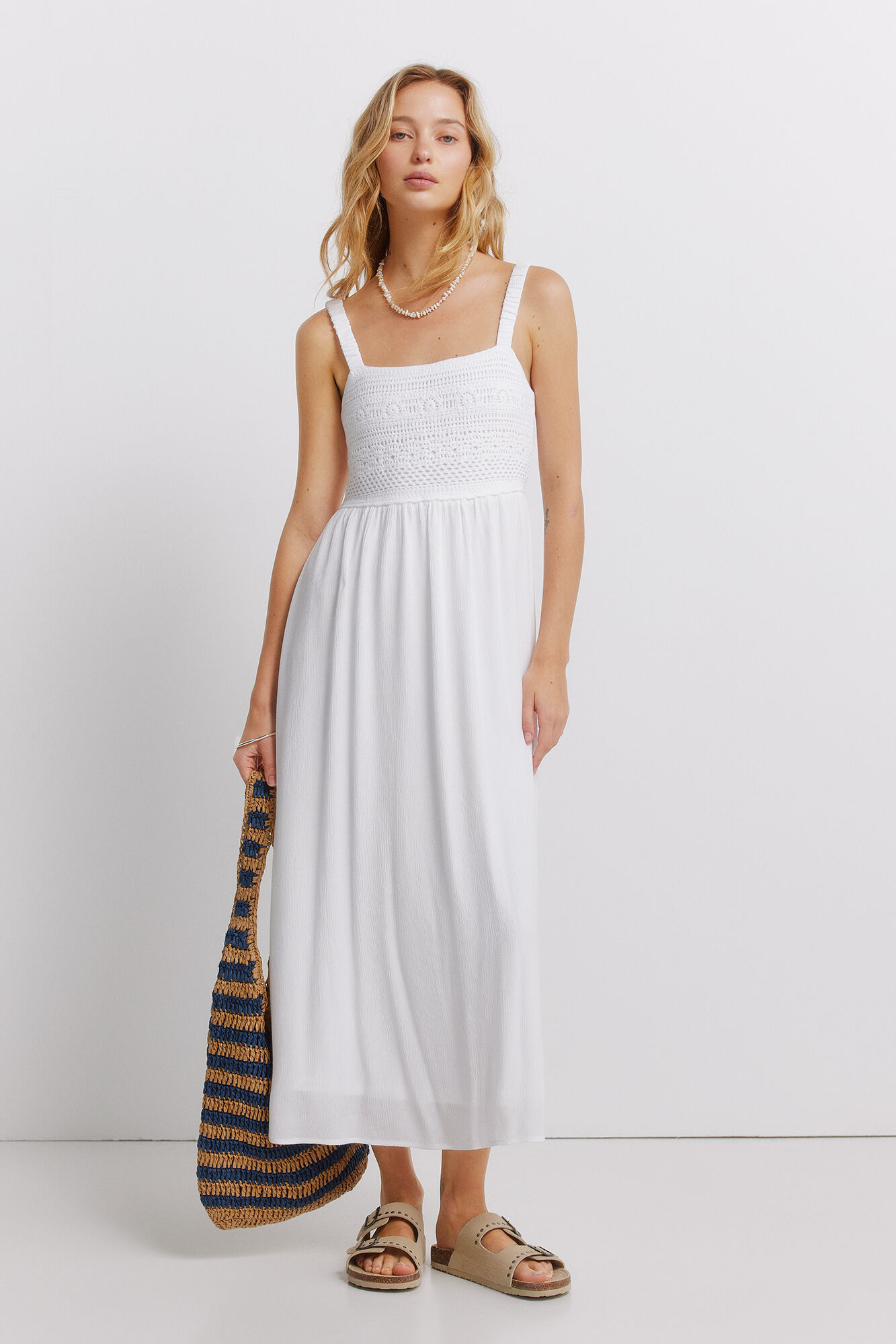 Springfield Vestido midi de tirantes de crochet