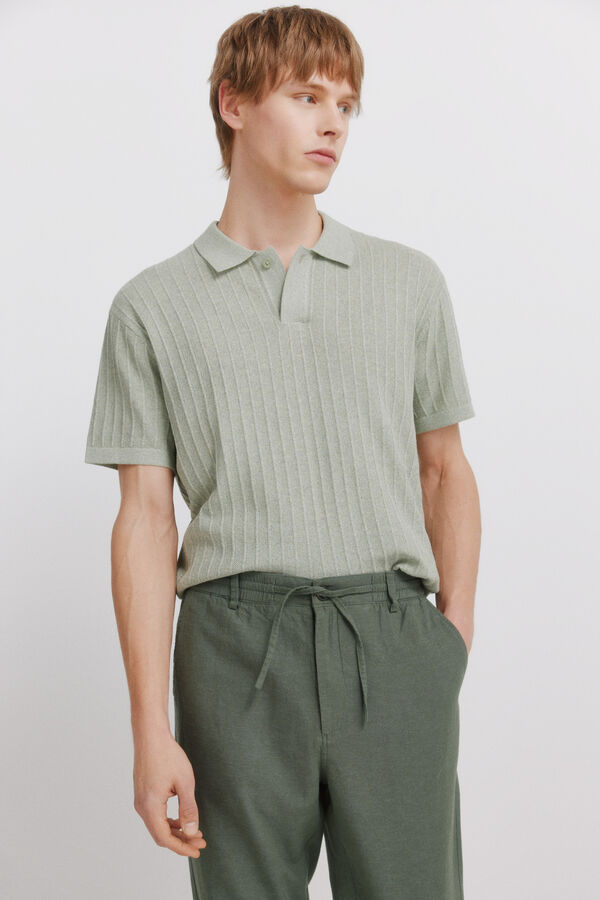 Springfield Pantal&oacute;n chino comfort fit de lino verde