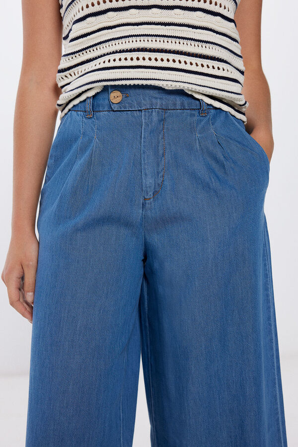 Springfield Pantalón tencel azul medio