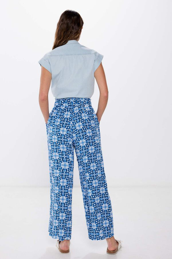 Springfield Pantalones palazzo viscosa rústica azul medio