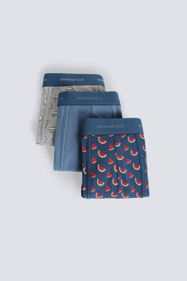 Springfield Pack de 3 boxers estampado de sand&iacute;as azul mezcla