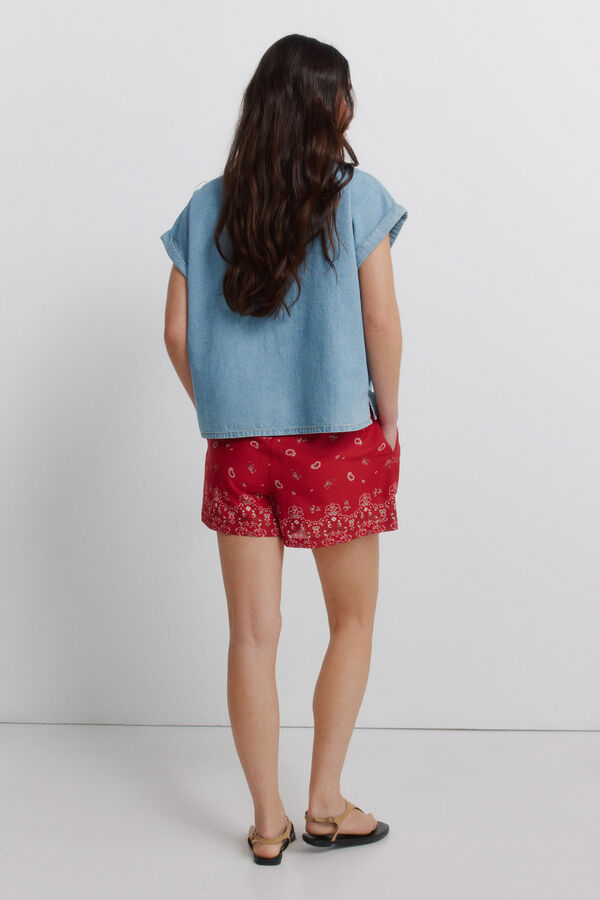 Springfield Short de algod&oacute;n estampado rojo