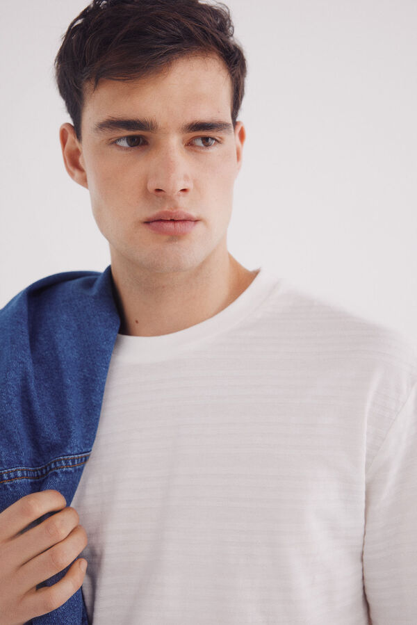 Springfield Playera raya piqué marfil