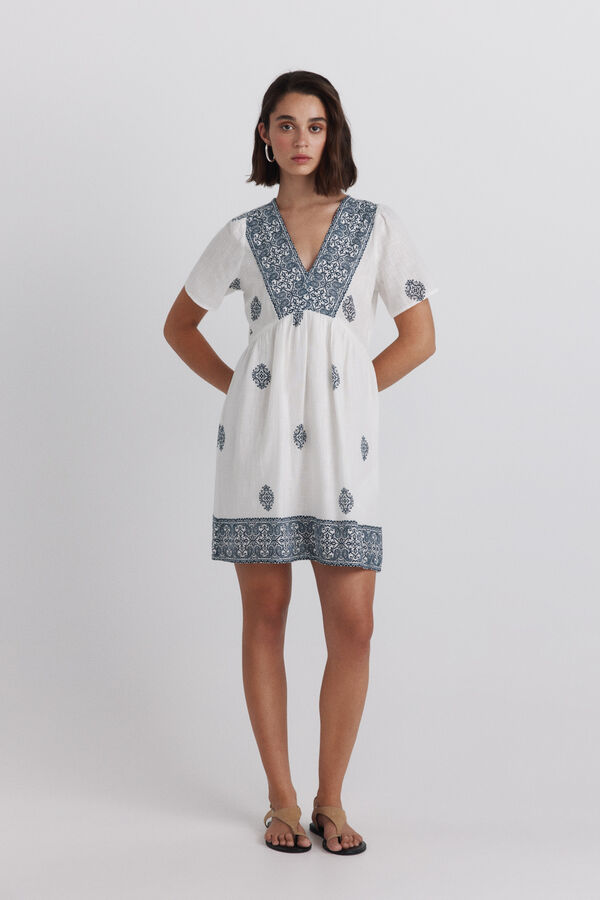 Springfield Vestido estampado cenefa azul