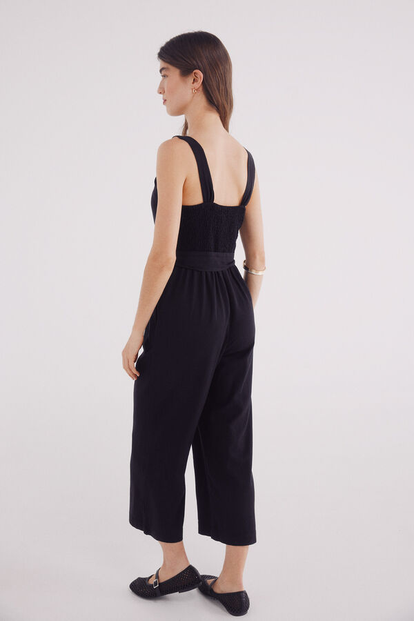 Springfield Jumpsuit lino tirantes negro