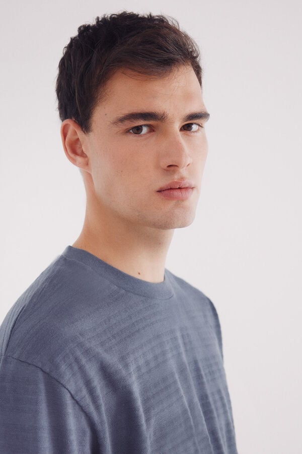 Springfield Playera raya piqué azul indigo