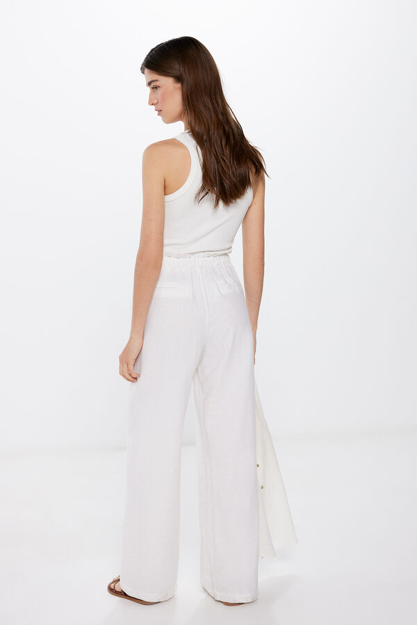 Springfield Pantalón jogger lino viscosa natural