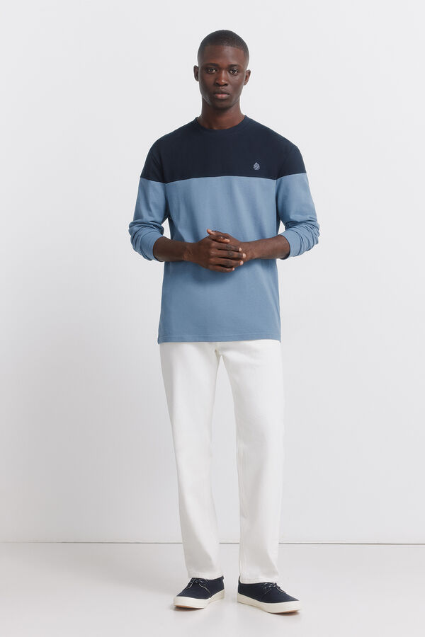 Springfield Playera manga larga bloque de color azul
