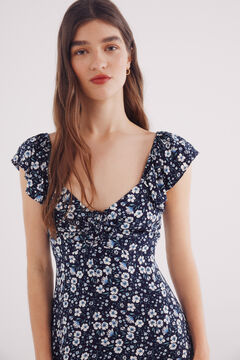 Springfield Vestido corto tirantes volantes estampado marino
