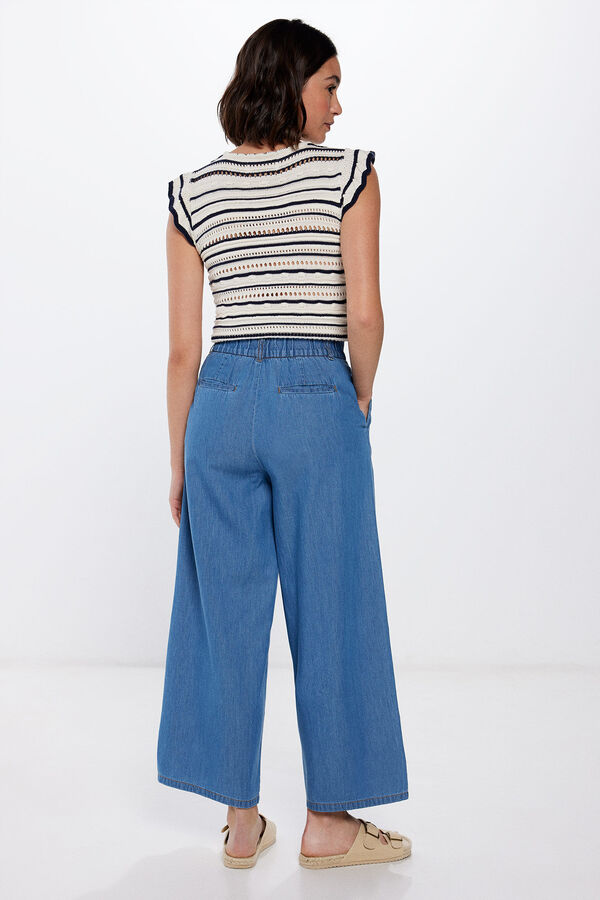 Springfield Pantalón tencel azul medio