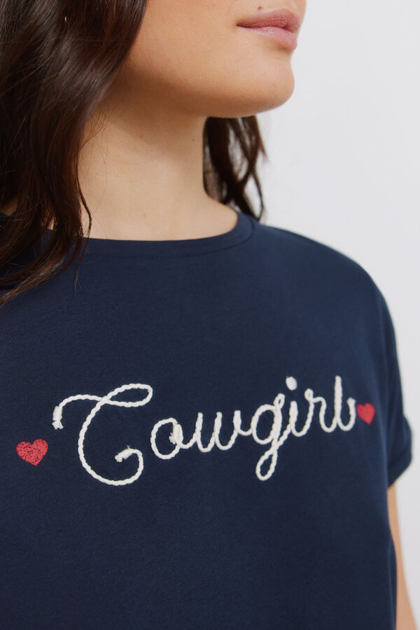 Springfield Playera de manga corta de algod&oacute;n "cowgirl" azul