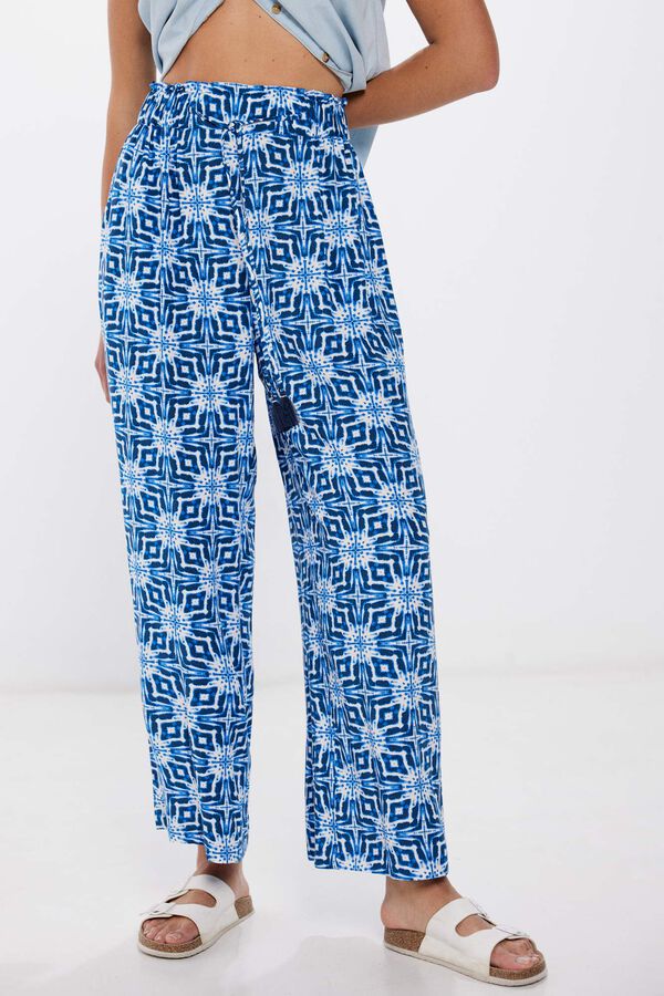 Springfield Pantalones palazzo viscosa rústica azul medio