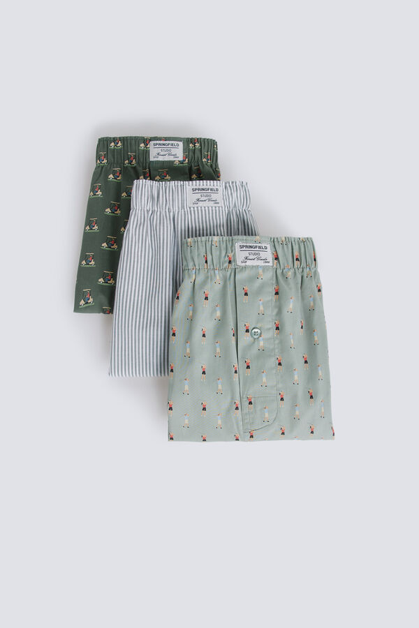 Springfield Pack de 3 calzones estampado retro azul