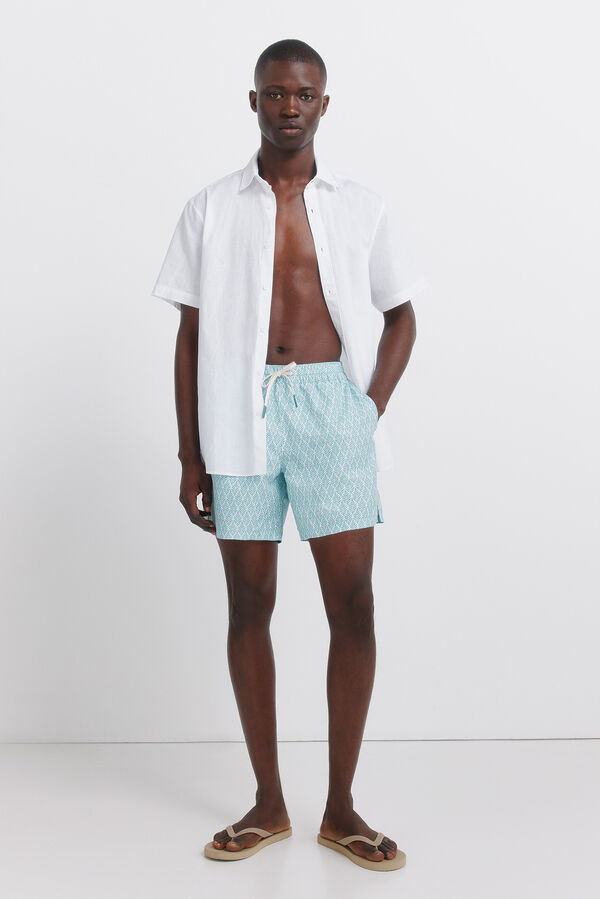 Springfield Traje de ba&ntilde;o estampado de hojas azul