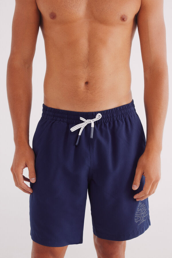 Springfield Bañador liso logo Springfield azulado