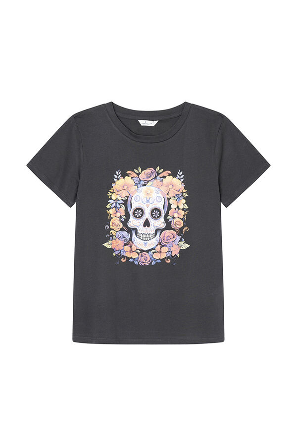 Springfield Playera gráfica "Día de muertos" gris
