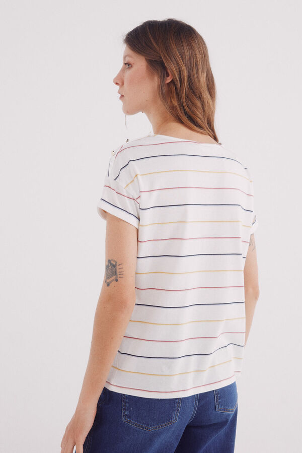 Springfield Playera manga vuelta botones hombro beige