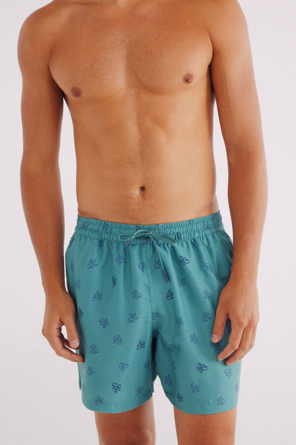 Springfield Bañador estampado pulpos verde