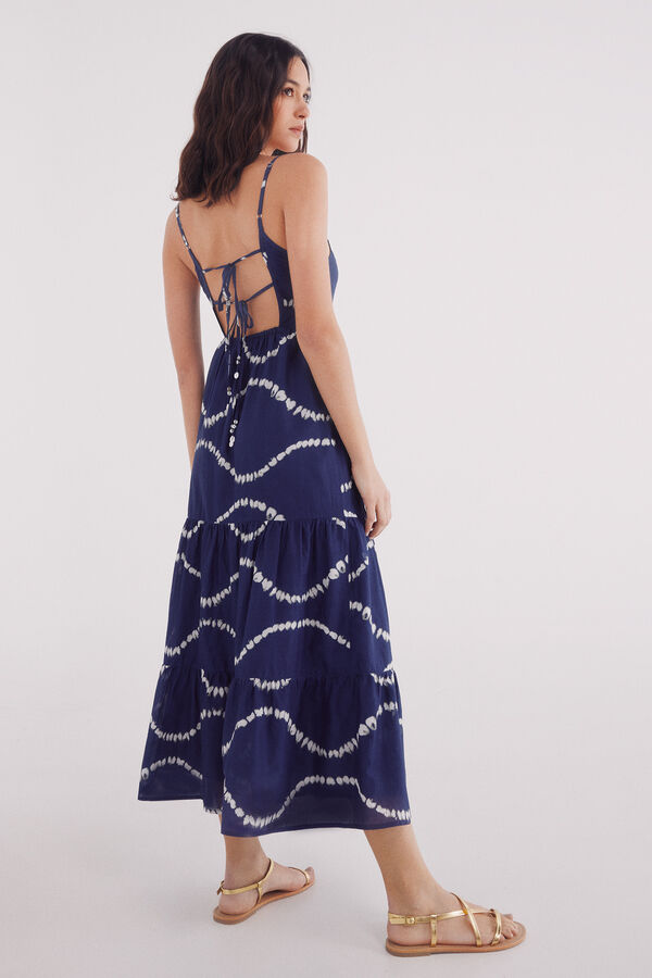 Springfield Vestido midi estampado espalda abierta azulado