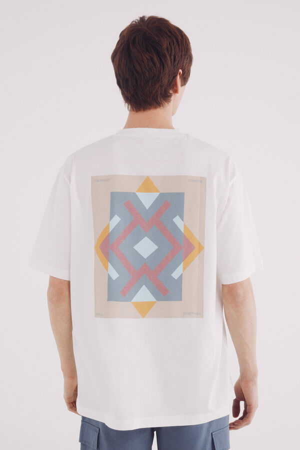 Springfield Camiseta poster étnica marfil