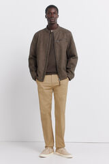 Springfield Pantal&oacute;n microestampado slim fit beige