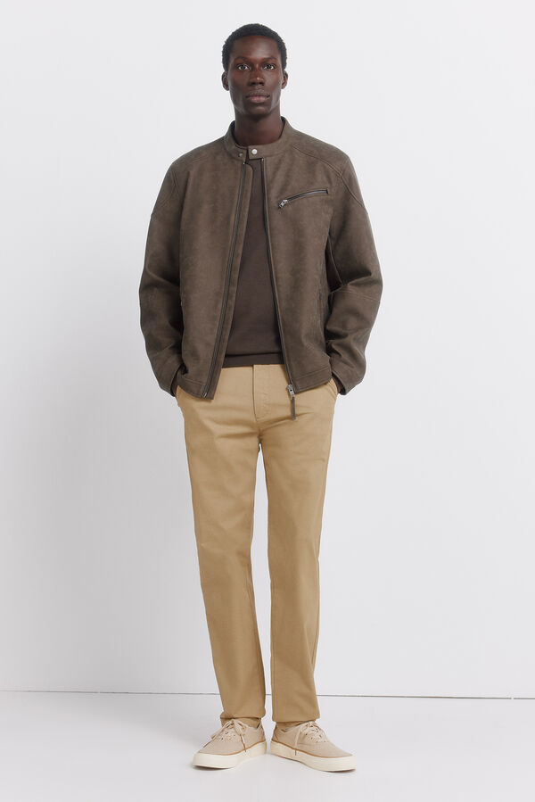 Springfield Pantal&oacute;n microestampado slim fit beige