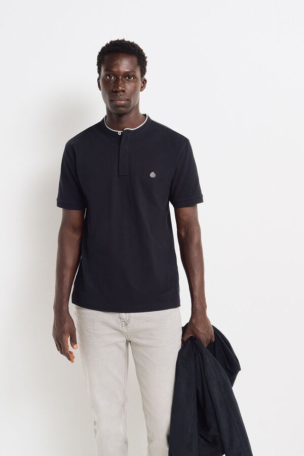 Springfield Polo  piqué cuello mao regular fit marino