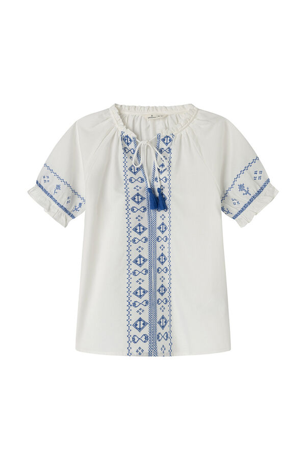 Springfield Blusa bordados étnicos azules natural