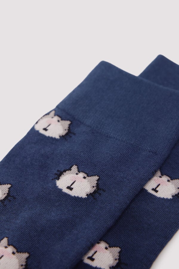 Springfield Calcetín algodón gatos azul