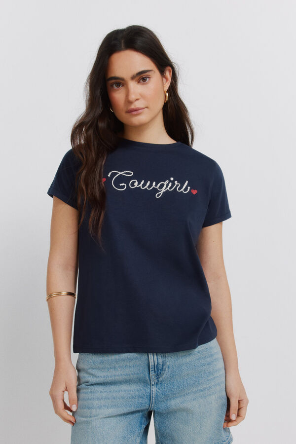 Springfield Playera de manga corta de algod&oacute;n "cowgirl" azul