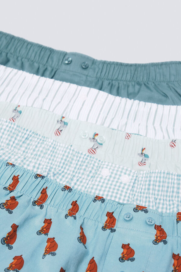 Springfield Pack de 5 calzones popelín estampados azul