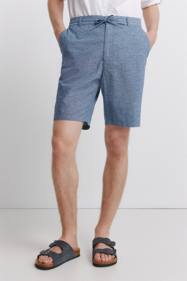 Springfield Bermudas de lino comfort slim fit azul