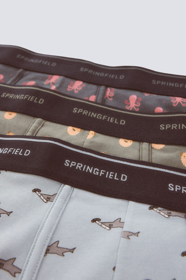 Springfield Pack 3 boxers animales marinos azul