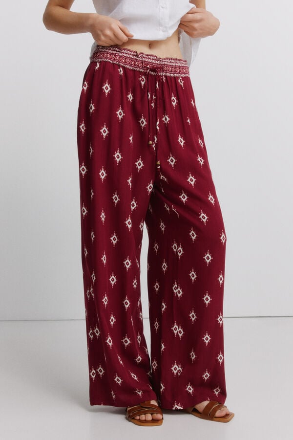 Springfield Pantal&oacute;n estampado r&uacute;stico con cord&oacute;n p&uacute;rpura