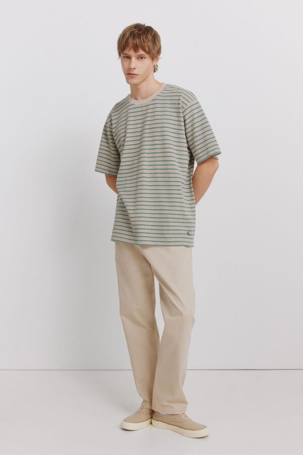 Springfield Playera de pique a rayas" caf&eacute;