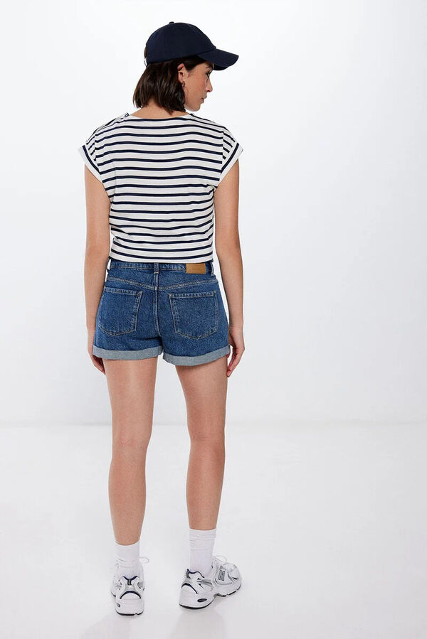 Springfield Short denim mom azul medio