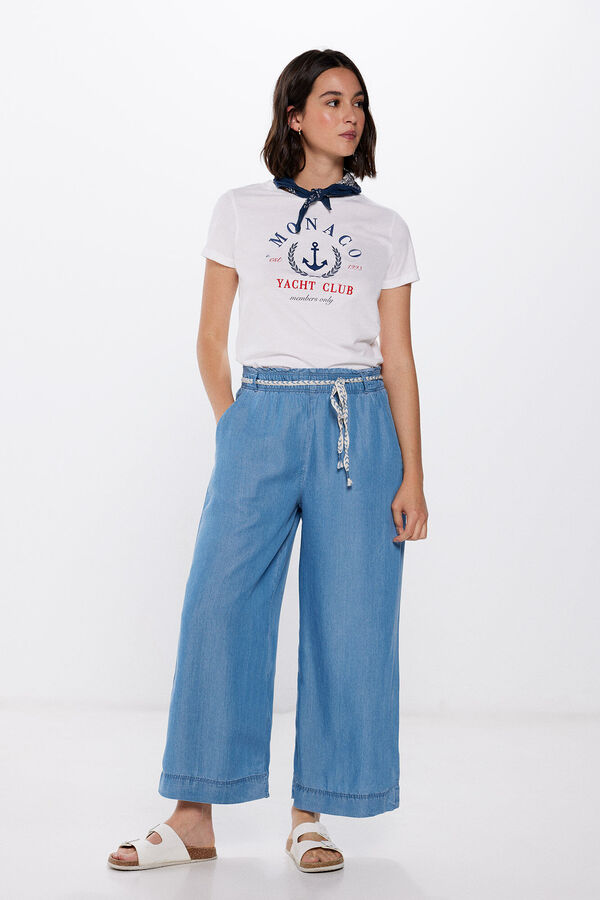 Springfield Pantalón culotte tencel azul medio