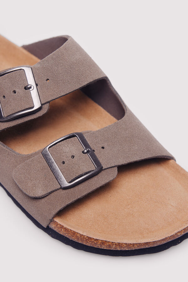 Springfield Sandalia piel doble hebilla café