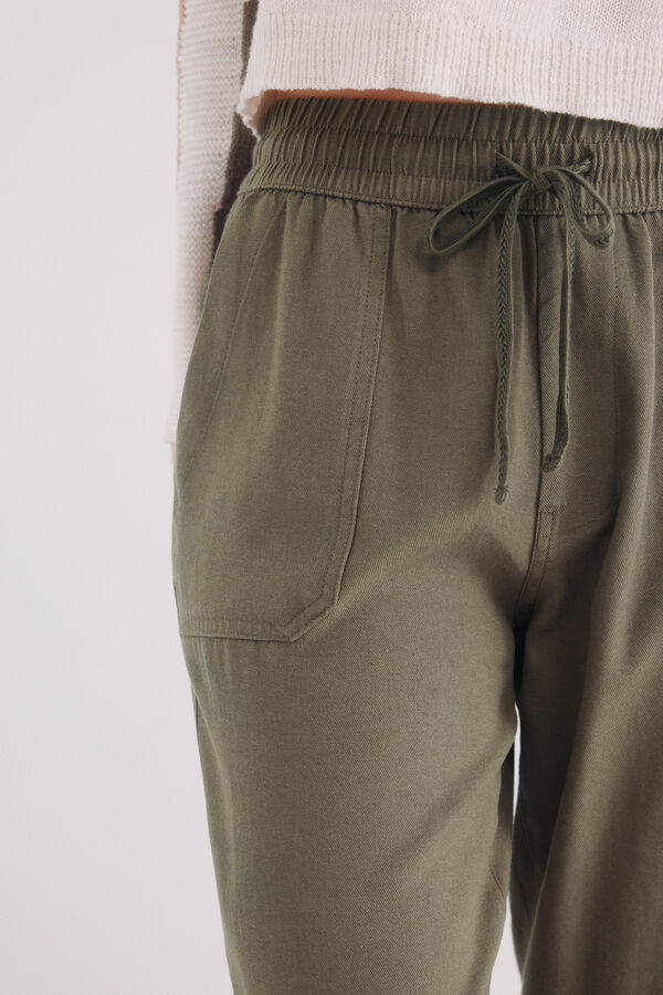 Springfield Pantalón jogger lyocell algodón kaki