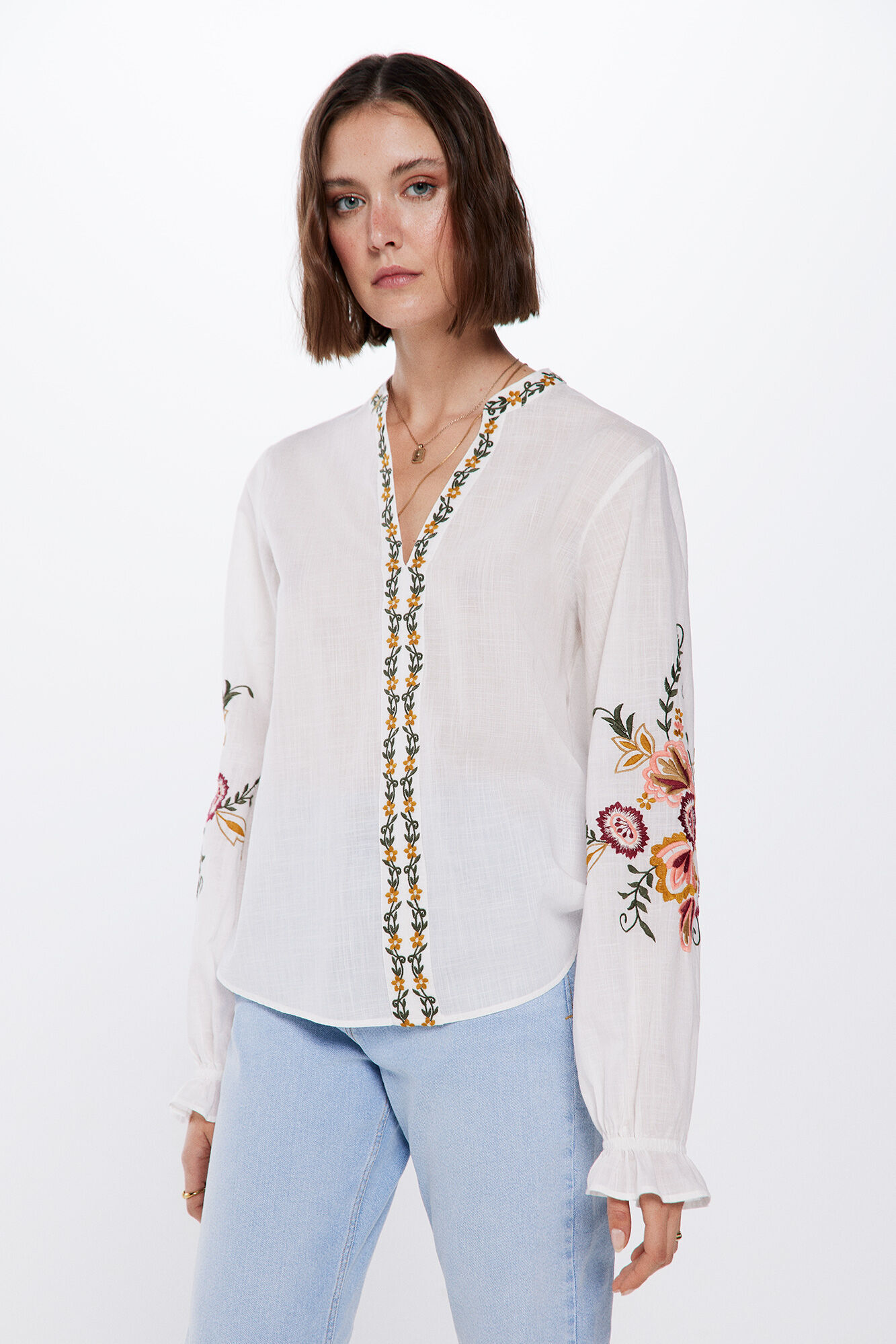 Blusa bordados flores Blusas de mujer WomenSecret MX