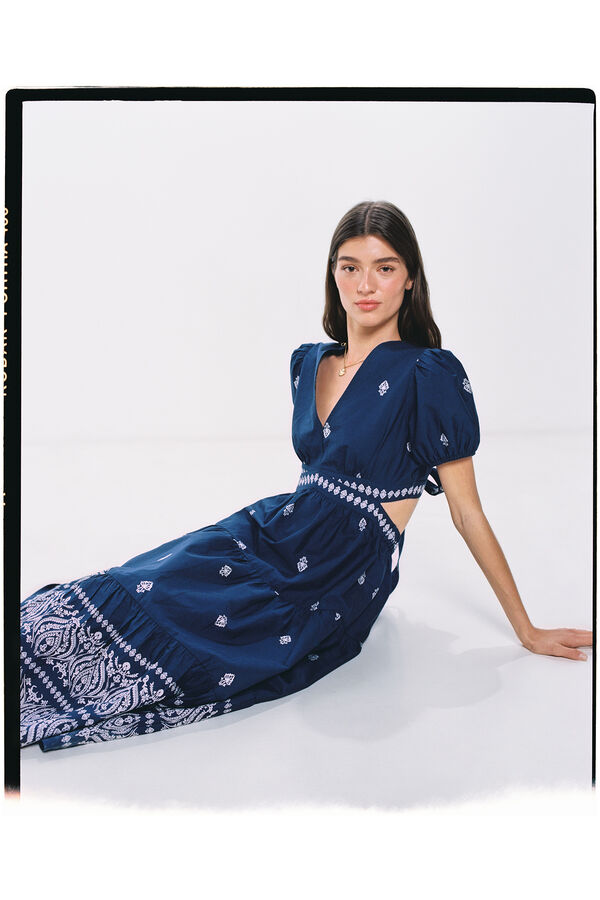 Springfield Vestido Midi Aberturas Laterales azulado