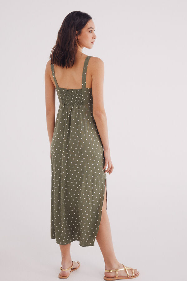 Springfield Vestido midi tirantes estampado verde
