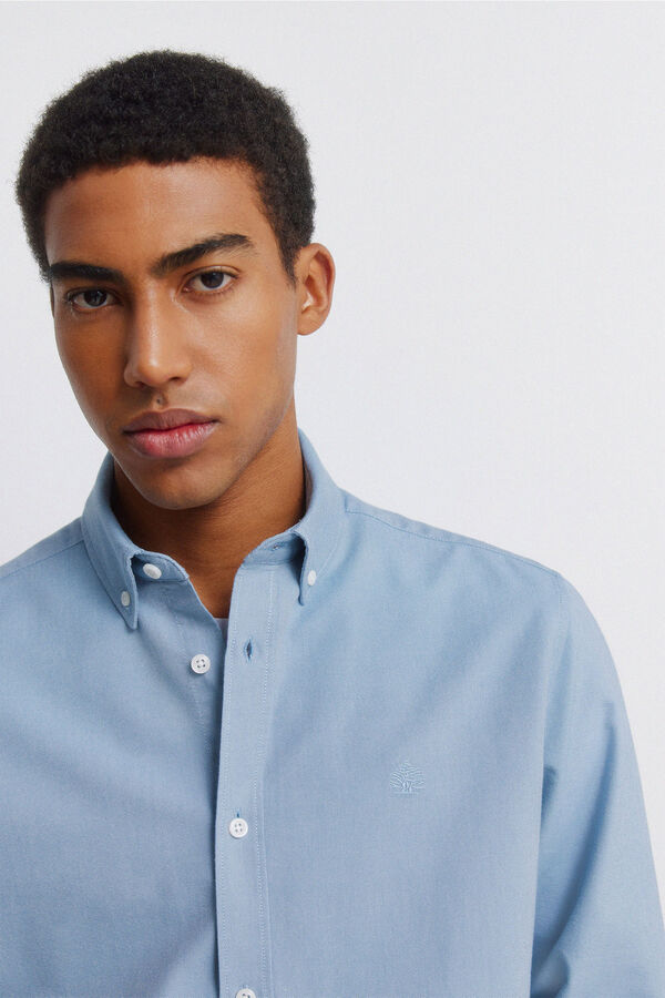 Springfield Camisa oxford sin arrugas azul