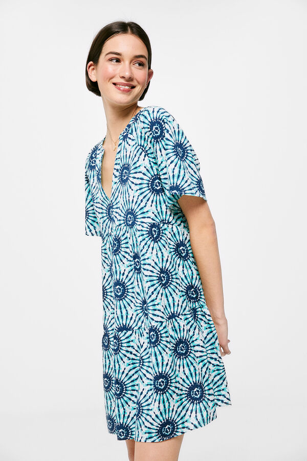 Springfield Vestido Túnica Algodón Lino azul