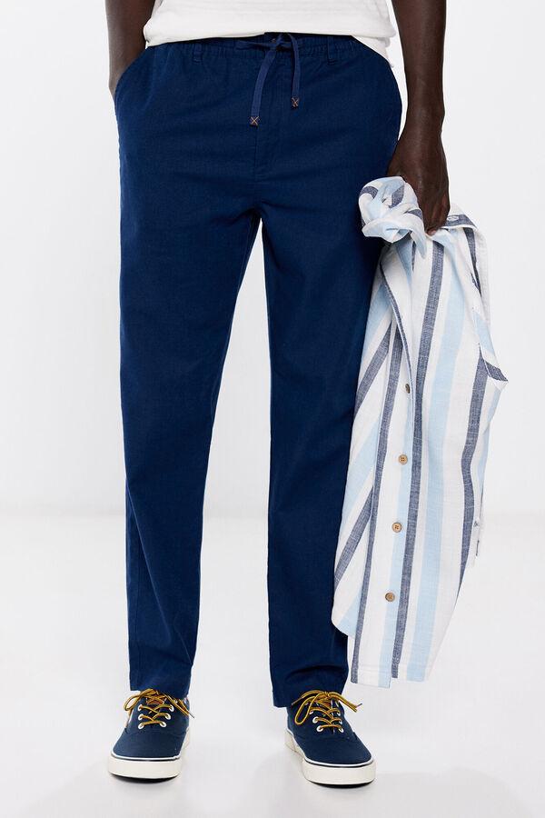 Springfield Pantalón chino lino slim fit azul