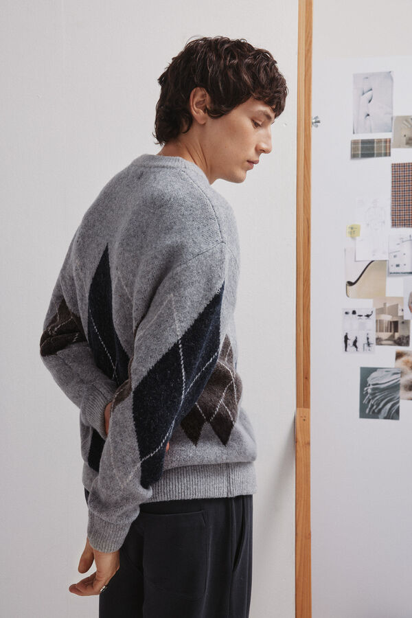 Springfield Jersey elegante con estampado de diamantes gris