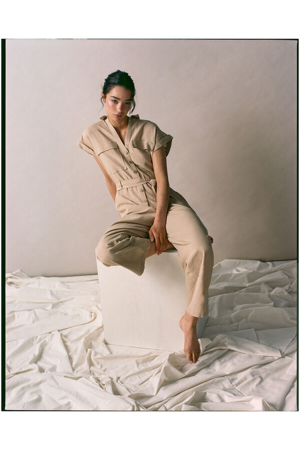 Springfield Jumpsuit camisero lino café