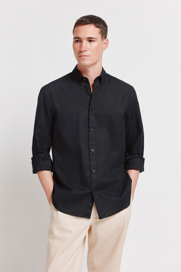 Springfield Camisa de lino negro