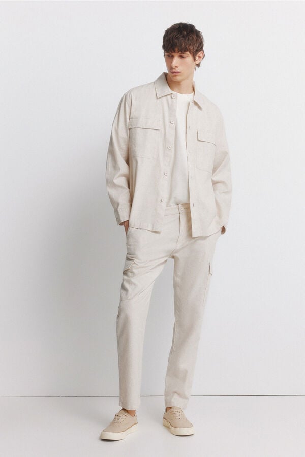 Springfield Sobrecamisa de lino beige