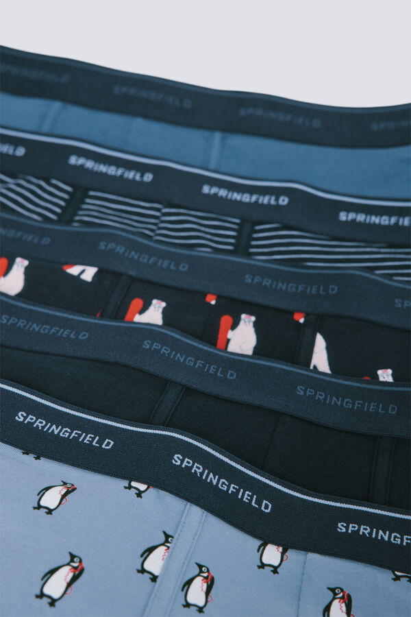 Springfield Pack de 5 boxer de algodón estampados azul